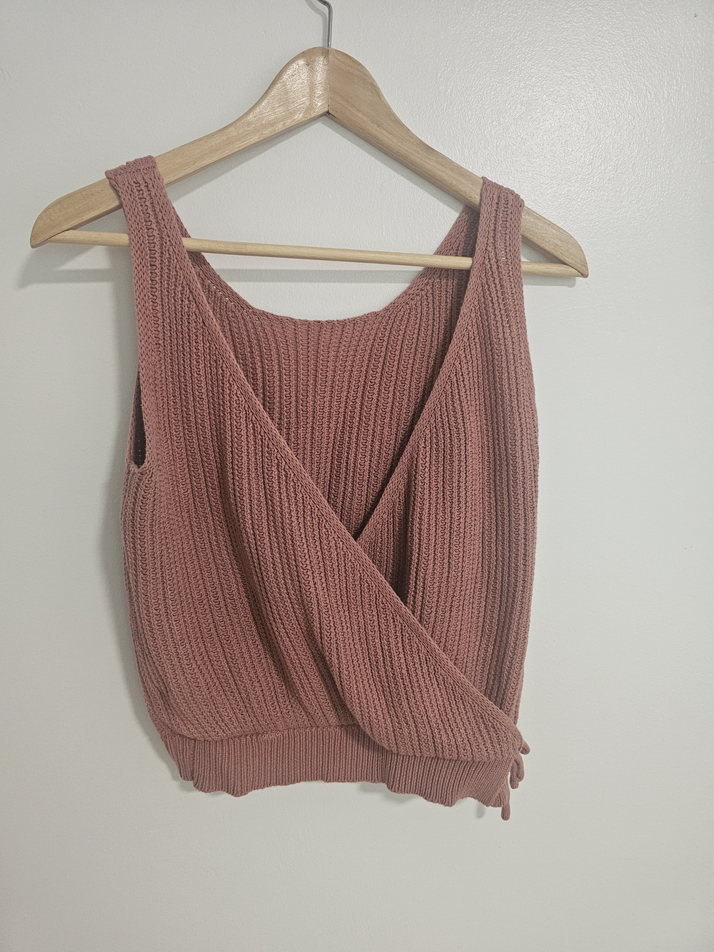 moon & madison Ribbed Wrap Tank Top Dusty Rose Size Medium